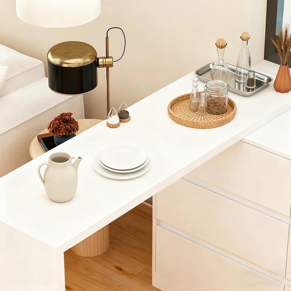 L-Shaped Rotatable Kitchen Cabinets 6-Drawer High Capacity Storage Sideboard