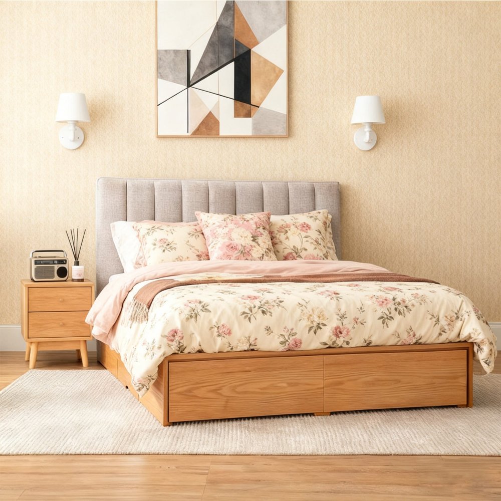 Furniture Direct Queen Size Storage Bed Frame with drawer