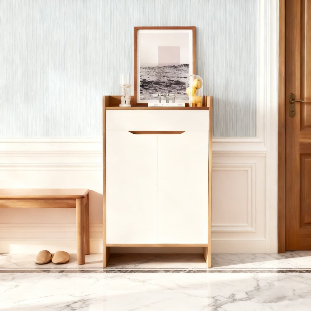 Nordic Shoe Storage Cabinet with 2 Doors and Shelves