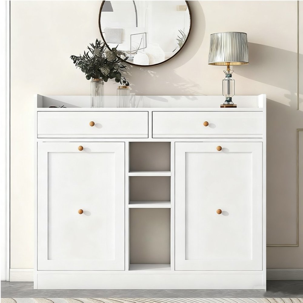 Multifunctional FreeStanding Shoe Cabinet with 4 Flip and 2-Tier Drawers for Entryway