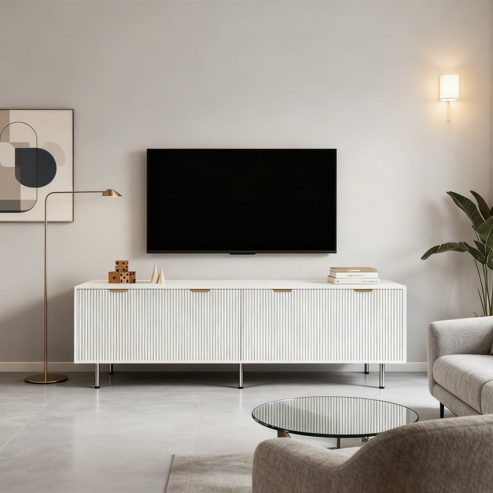 Modern Design Style Wooden Striped Living Room TV Console