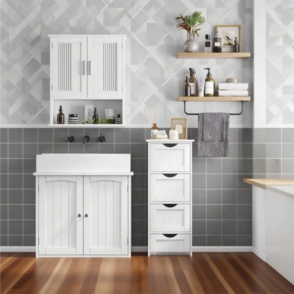 Modern Shaker Bathroom Floor standing 4-Drawer Drawer Bathroom Shelf 