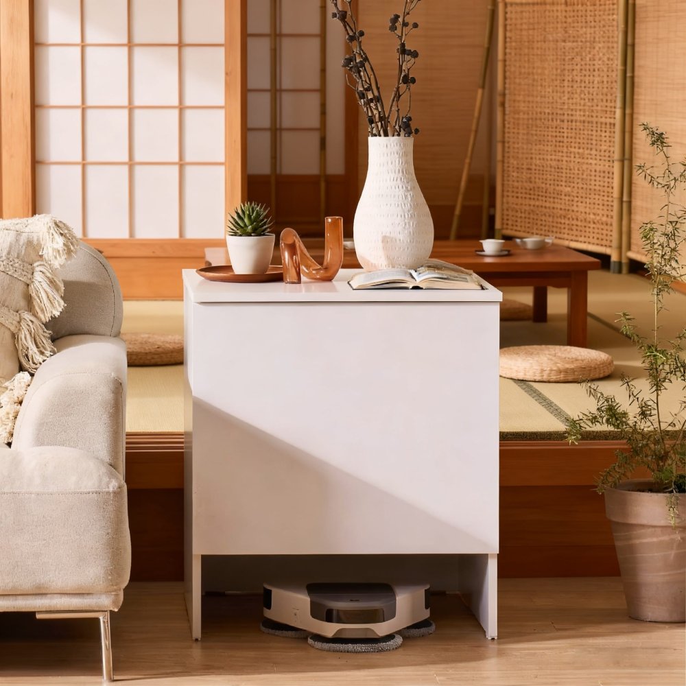 Robot Vacuum Storage Cabinet with Door and Open Shelf Multi-functional Stand Unit