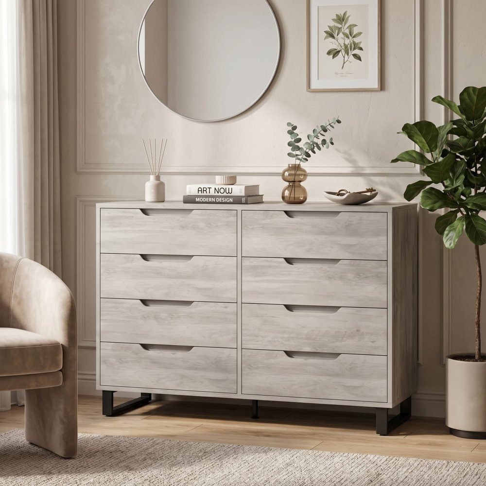 Farmhouse Freestanding Horizontal 8 Drawer with Adjustable Feet