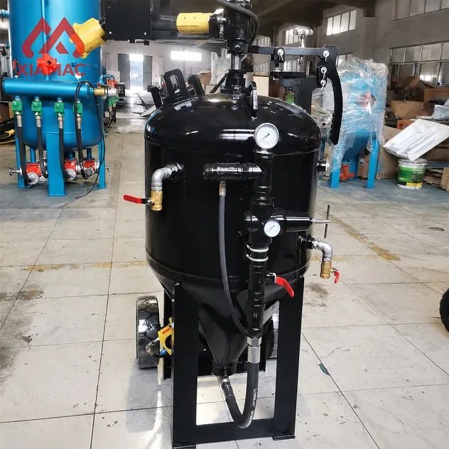Mini Mobile Electric Sandblaster Burnishing Tank Pot Motor-Driven Semi-Automatic Pressure Air System Steel Shot 1800-2200 Kg/h