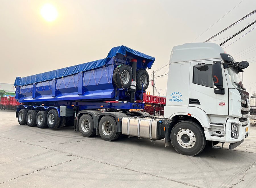 4 Axle U-Shape Dump Trailer with Front Axle Lift 35cbm - 50cbm Tipper Trailer