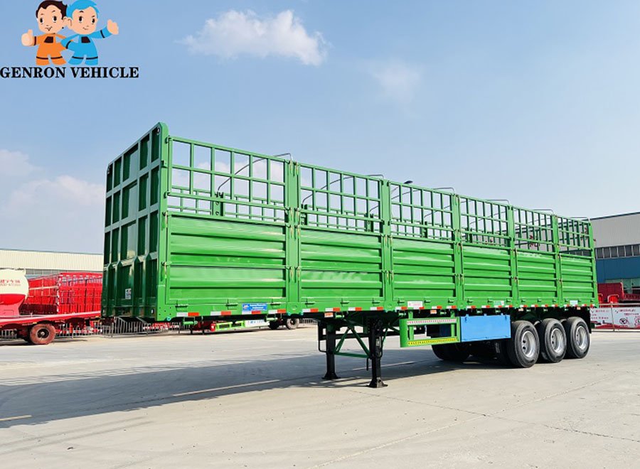 Heavy Duty 3 Axles Fence Semi Trailer 60 Tons Capacity for Livestock & Bulk Cargo