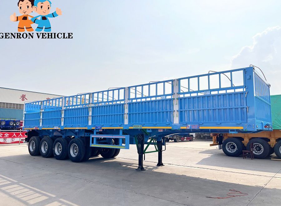 4 Axles Fence Semi Trailer for 60-80 Tons Heavy Duty Cargo Transport