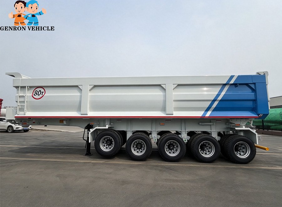 Heavy Duty 5 Axles Rear Dump Tipper Trailer - Side View