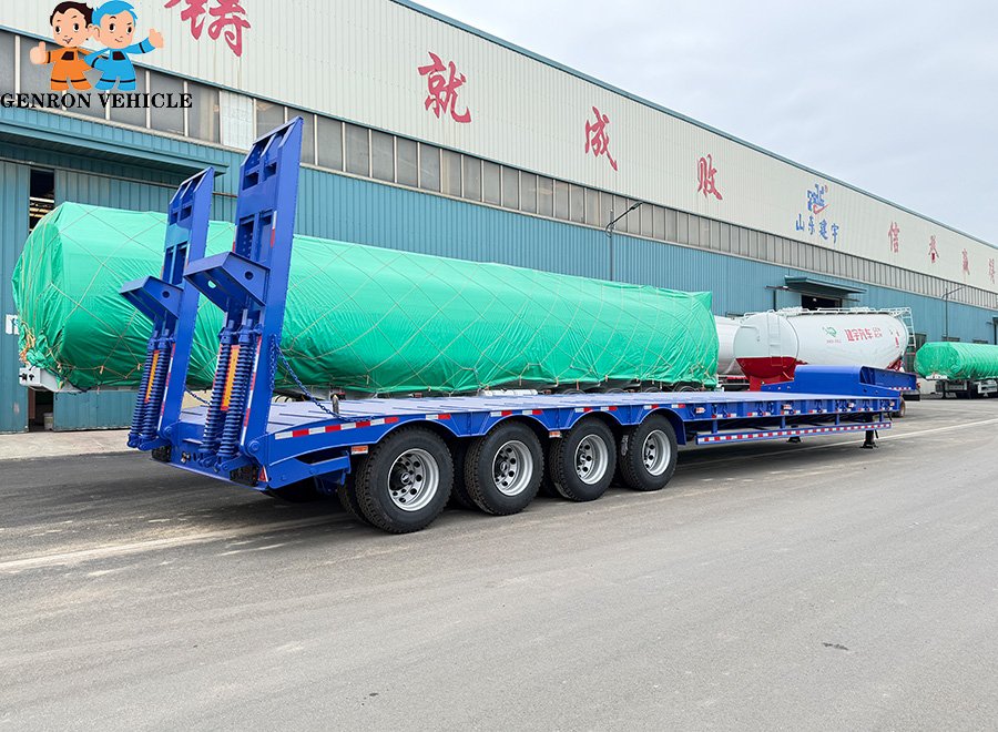 70-80 Tons 4 Axles Low Bed Semi Trailer For Heavy Machinery Transport
