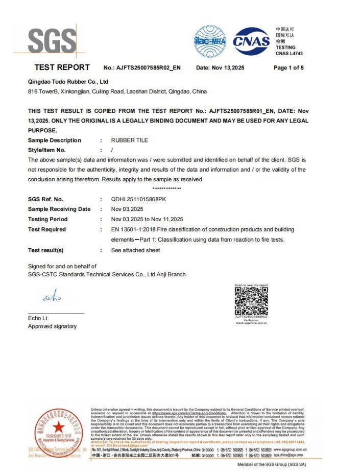 EN 13501-1:2018 Fire Class