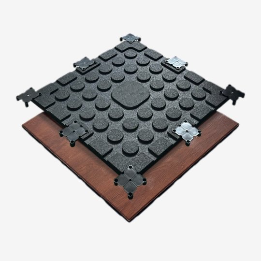 PVC Topped Gym Floor Tile with Connectors in 50x50cm & 1x1m