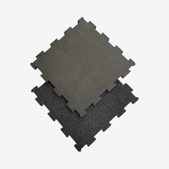 Black Smooth Surface Interlocking Puzzle Rubber Tile 15/20/25mm