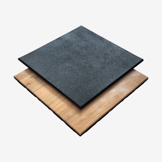 Retro Style Wood Textured Rubber Flooring Tiles for Commercial Gyms with PVC Surface