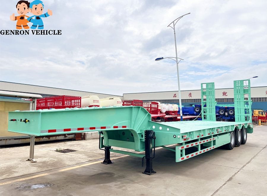 Extended width lowboy trailer