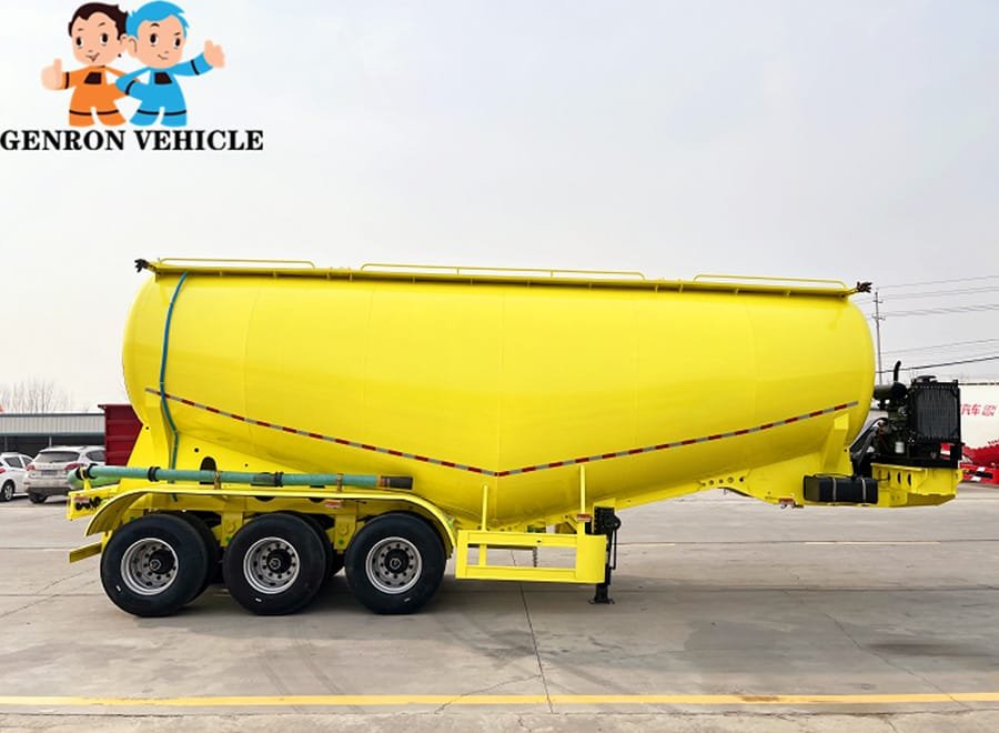 Semi-remorque citerne à ciment en vrac haute efficacité à 3 essieux, capacité 30-50 m³