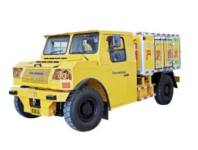 Underground explosives delivery truck