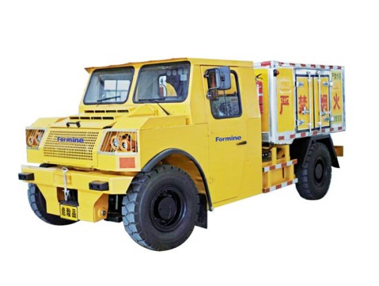 Underground explosives delivery truck