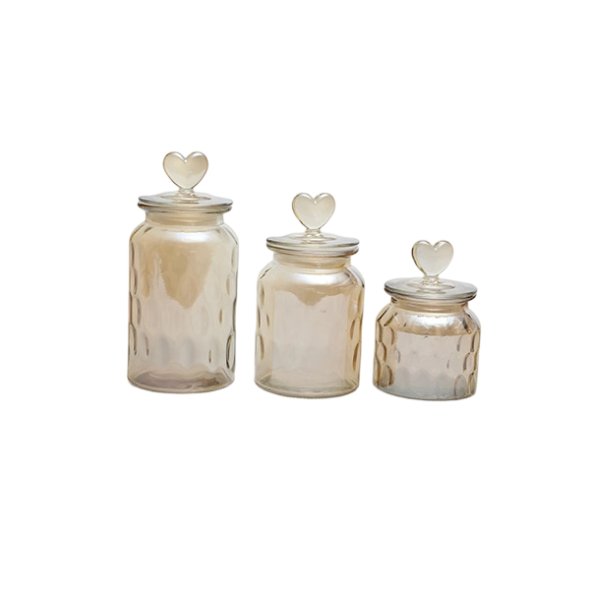C3504 Amber Round Glass Storage Canister With Glass Lid