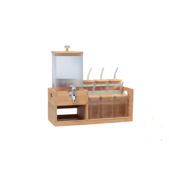 R3515 7Pcs Glass Juice Dispenser With Glasses Set