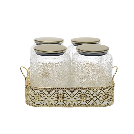 M55007 4Pcs Round Glass Storage Rack Set