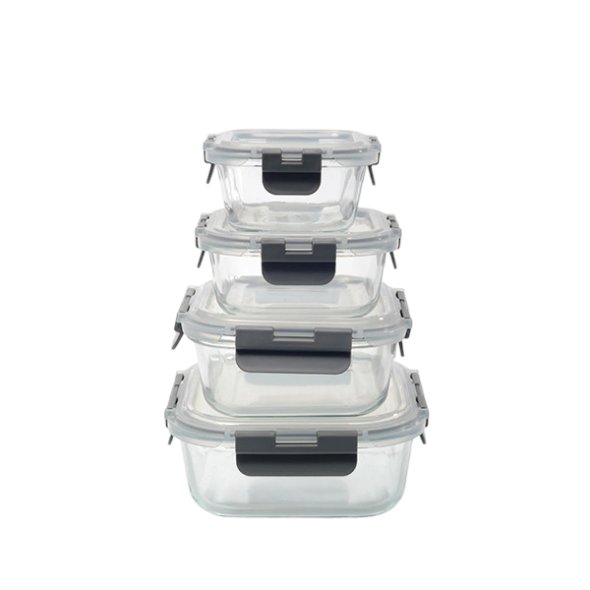 G3607 Square Glass Food Container With Plastic Lid