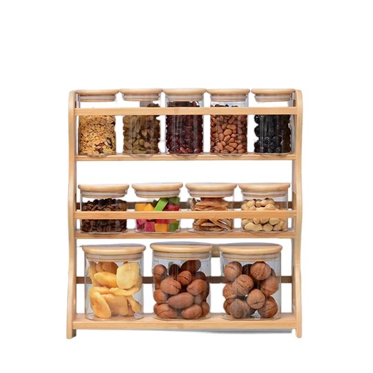 M2398 12Pcs Storage Bamboo Rack Set
