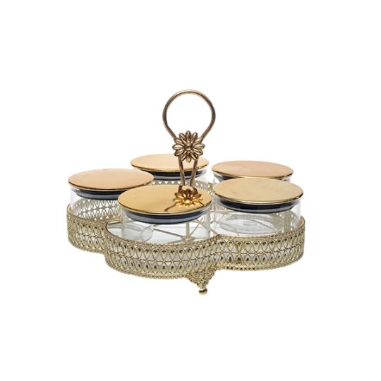 M55005 5Pcs Airtight Glass Canisters With Crystal Finials