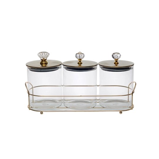 M55004 3Pcs Modern Home Decor Glass Canister Set