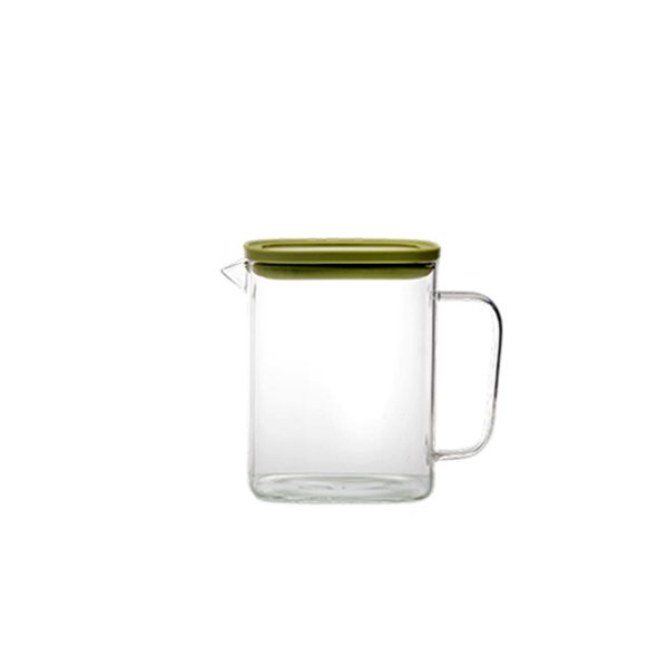 HB3705 Fluted Glass Water Pitcher with Gold Handle & Bamboo Lid