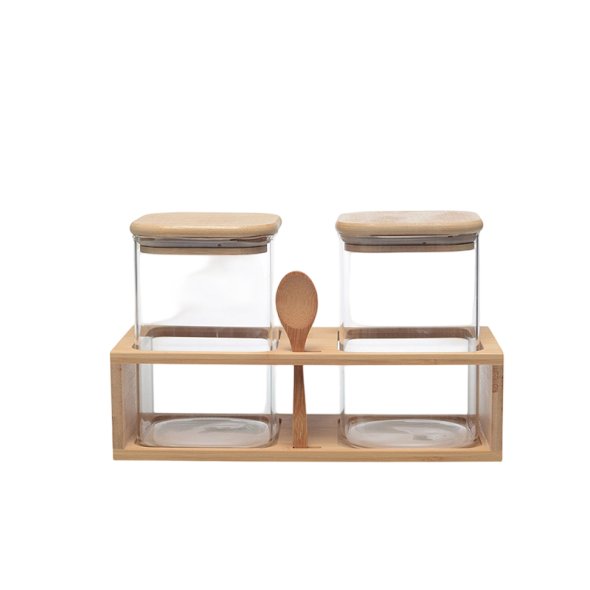 M3615 2Pcs Coffee Storage Bamboo Rack Set
