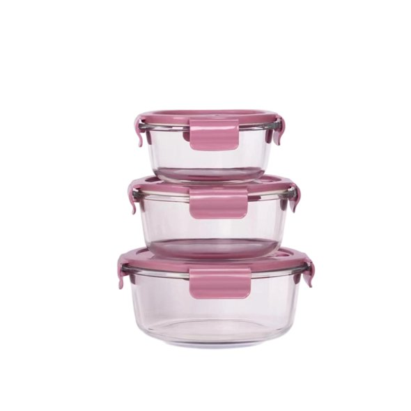 G3918 Round Microsafe Glass Food Container With Plastic Lid