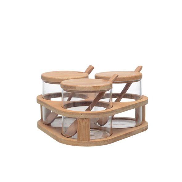 M3610 3Pcs Tea Storage Bamboo Rack Set