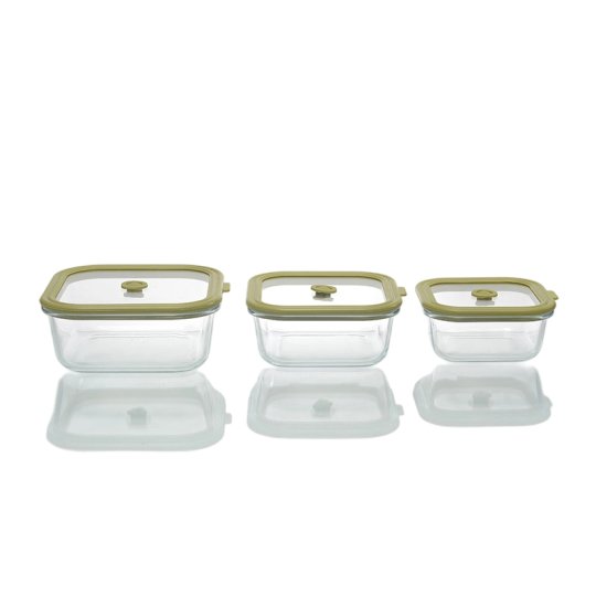 G3703 Square Glass Food Container With airtight Silicone Lid