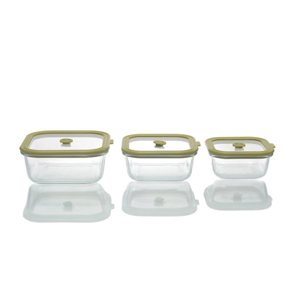 G3703 Square Glass Food Container With airtight Silicone Lid