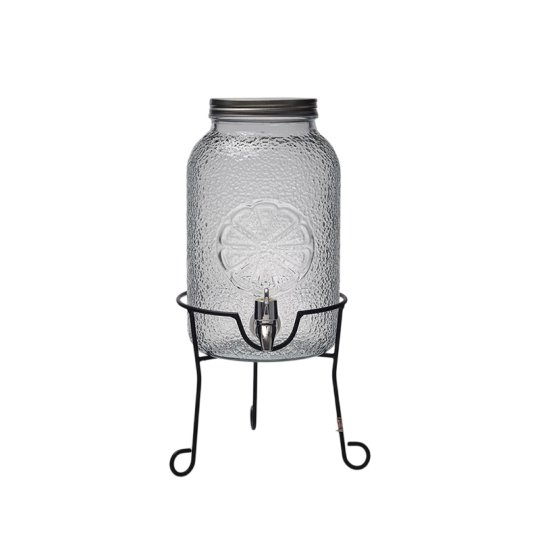 R1960S 4L Glass Juice Dispenser With Metal Rack