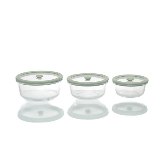 G3702 Brand:Lishang Glass Usage:Food Storage Feature:Airtight,Easy-open,Heat-resistance Shape:Round Material:High Borosilicate Glass,Food-safe SiliconeRound Glass Food Container With Food-safe Silicone Lid