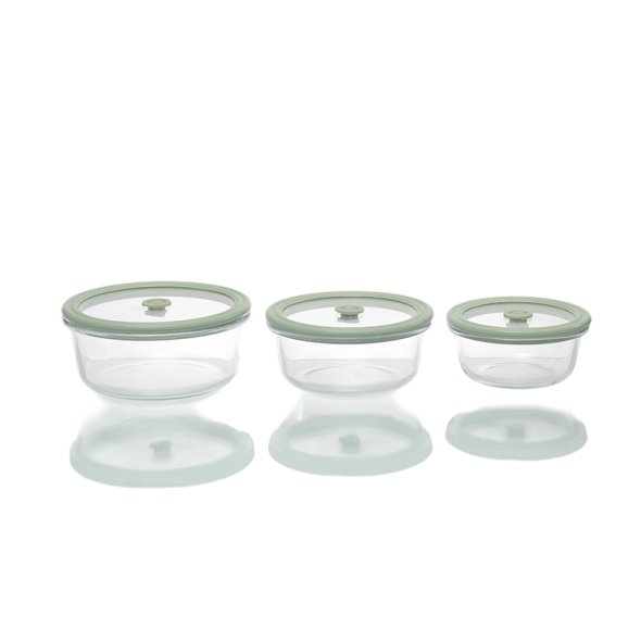 G3702 Brand:Lishang Glass Usage:Food Storage Feature:Airtight,Easy-open,Heat-resistance Shape:Round Material:High Borosilicate Glass,Food-safe SiliconeRound Glass Food Container With Food-safe Silicone Lid