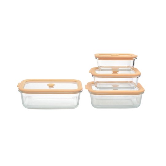 G3701 Rectangle Glass Food Container With Silicone Lid