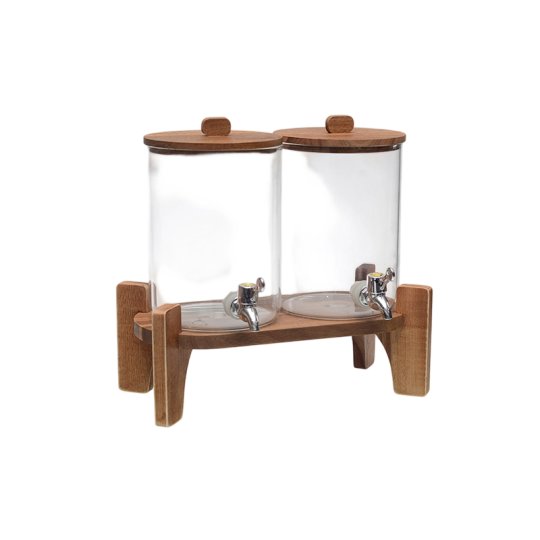 M55105 2Pcs Round Glass Juice Dispenser With Glasses Set