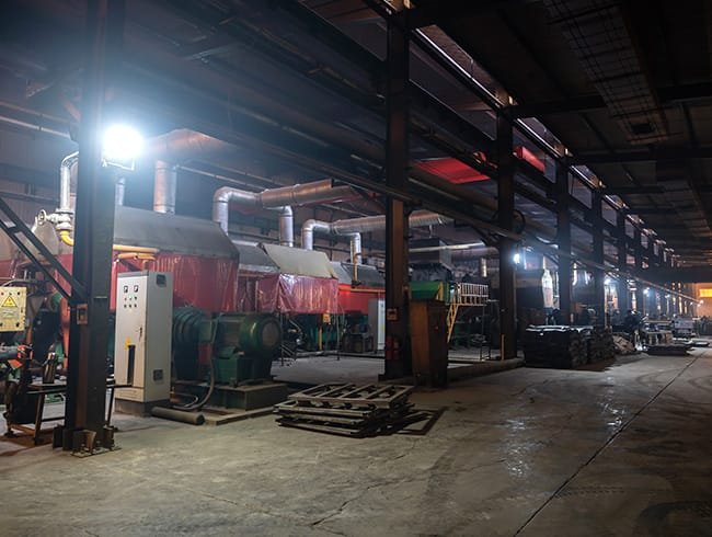Oficina de produção de borracha reciclada