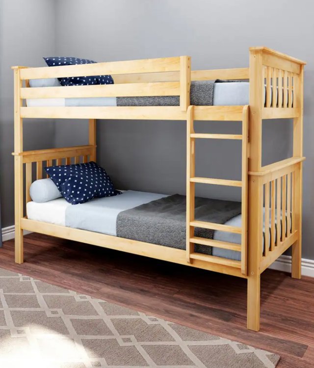 Twin Over Full Bunk Bed with Trundle – Convertible Solid Wood Space-Saving Bed Frame
