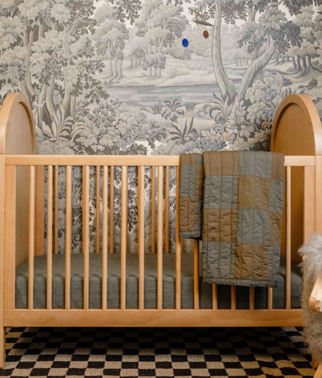 Arched Rattan Solid Wood Baby Crib – Vintage Boho Nursery Centerpiece