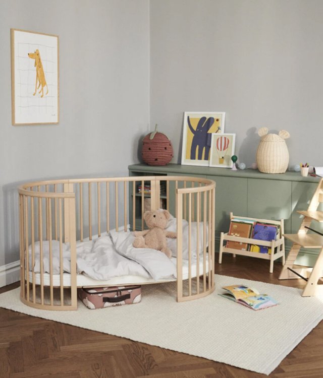 Sleepi Oval Convertible Baby Crib – Grow-With-Me Wooden Nursery Bed