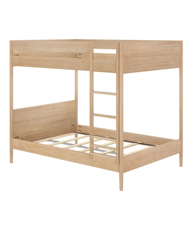 Minimalist Solid Wood Twin Over Twin Bunk Bed – Space-Saving Scandinavian Nursery & Kids Bed