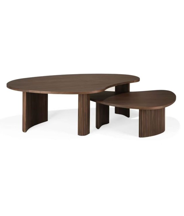 Wholesale Modern Fluted Leg Wooden Coffee Table Set | Custom Design & Bulk Order