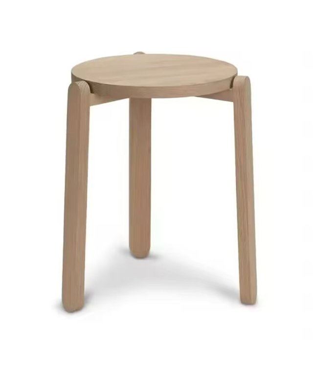 Modern Solid Wood Stackable Stool | Round Wooden Dining Stool for Kitchen & Living