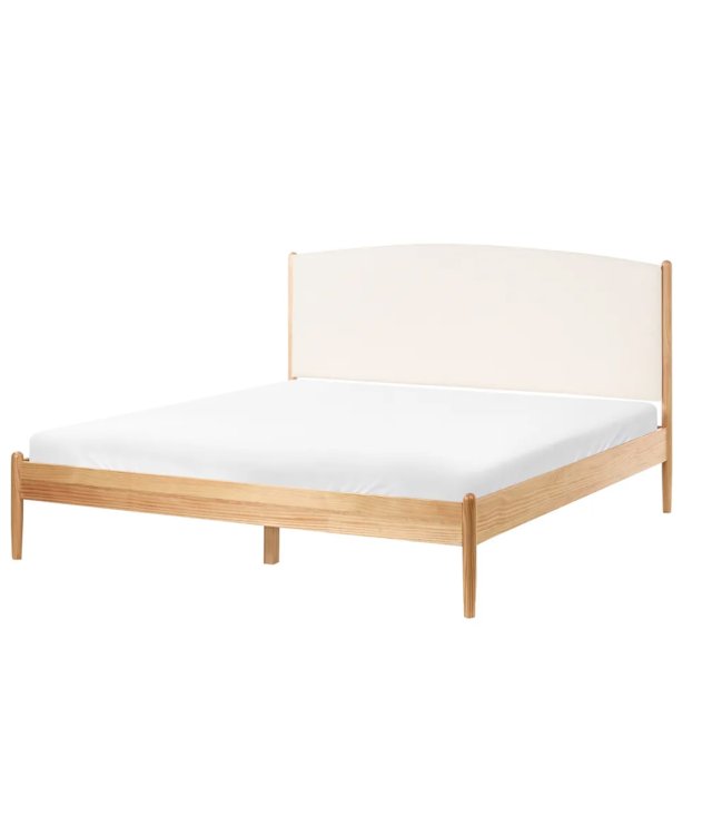 Eco-Friendly Solid Wood Bed Frame | Nordic Style | Upholstered Headboard | 160x200cm