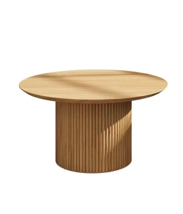 Fluted Leg Round Coffee Table | Solid Pine Wood | Minimalist Living Room Centerpiece