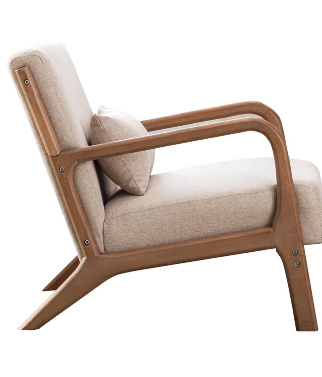 Solid Wood Lounge Chair | Mid-Century Modern Accent Chair for Living Room